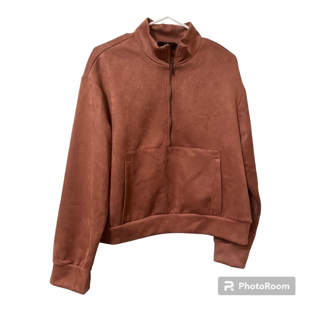T Tahari Rust Rose Gold Pullover Sweatshirt Large